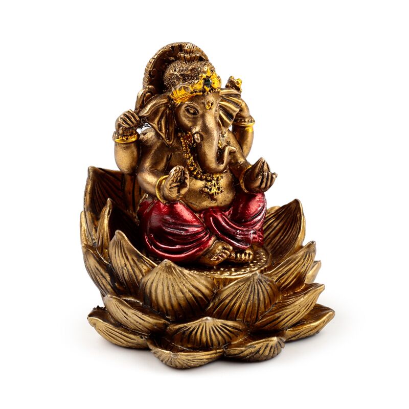 Goudkleur ganesh lakshmi lotus set van 2