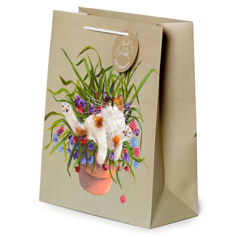 Kim haskins kat in plantenpot groen - cadeautasje groot