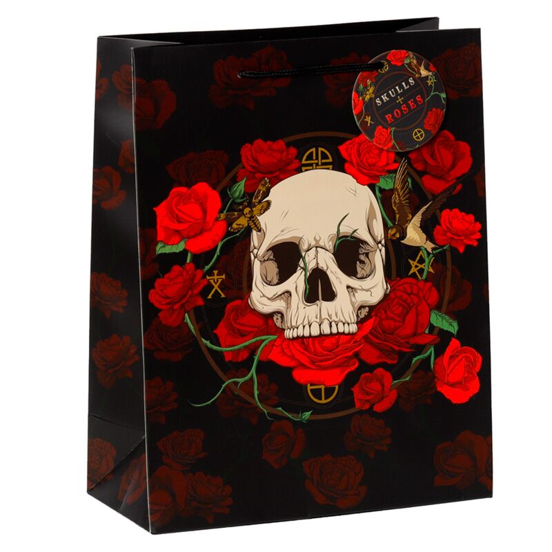 Schedel en rozen rode rozen - cadeautasje groot