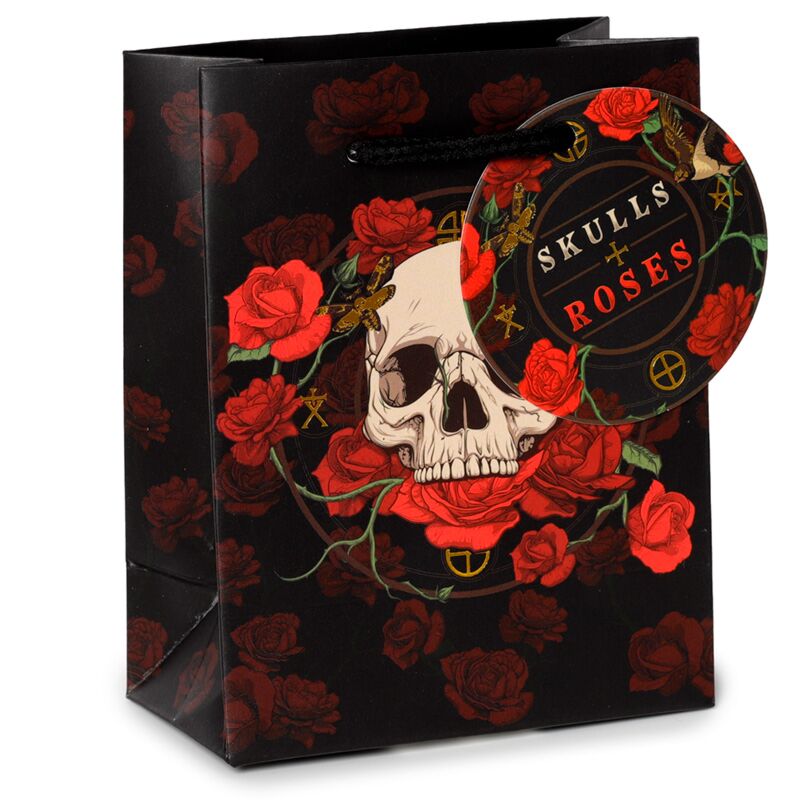 Schedel en rozen rode rozen - cadeautasje klein