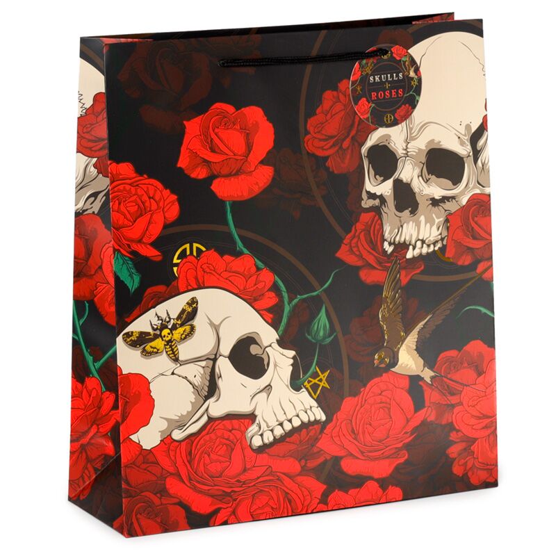 Schedel en rozen rode rozen-cadeautasje xl