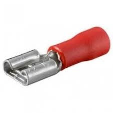 Doos a 100 schuifstekker plat vrouw rood