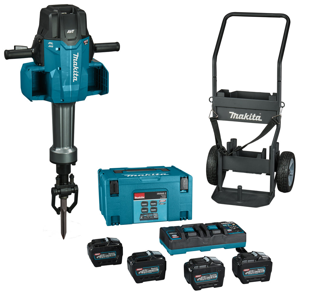 Makita hm004gl402 xgt 2x40v accu breekhamer | 72 j | met trolley, 4x 8,0 ah accu's en snellader | in mbox - hm004gl402