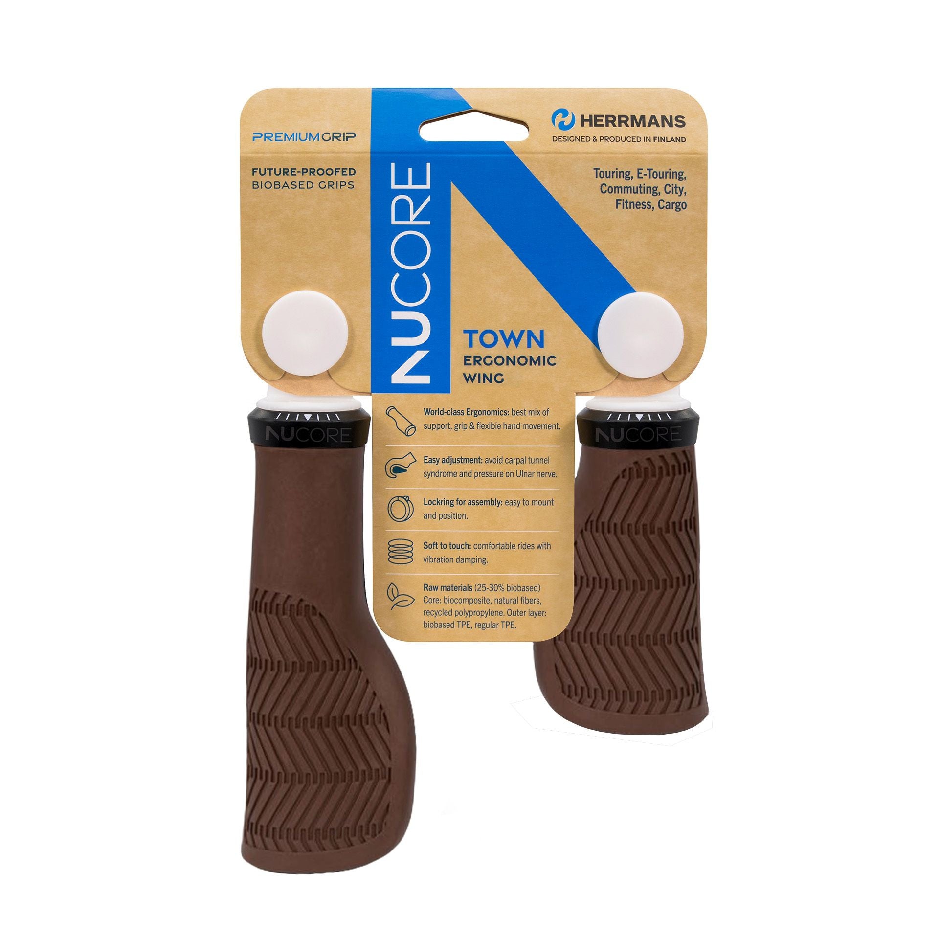 Herrmans Grip Set Nucore Town Wave 90 130mm Brown