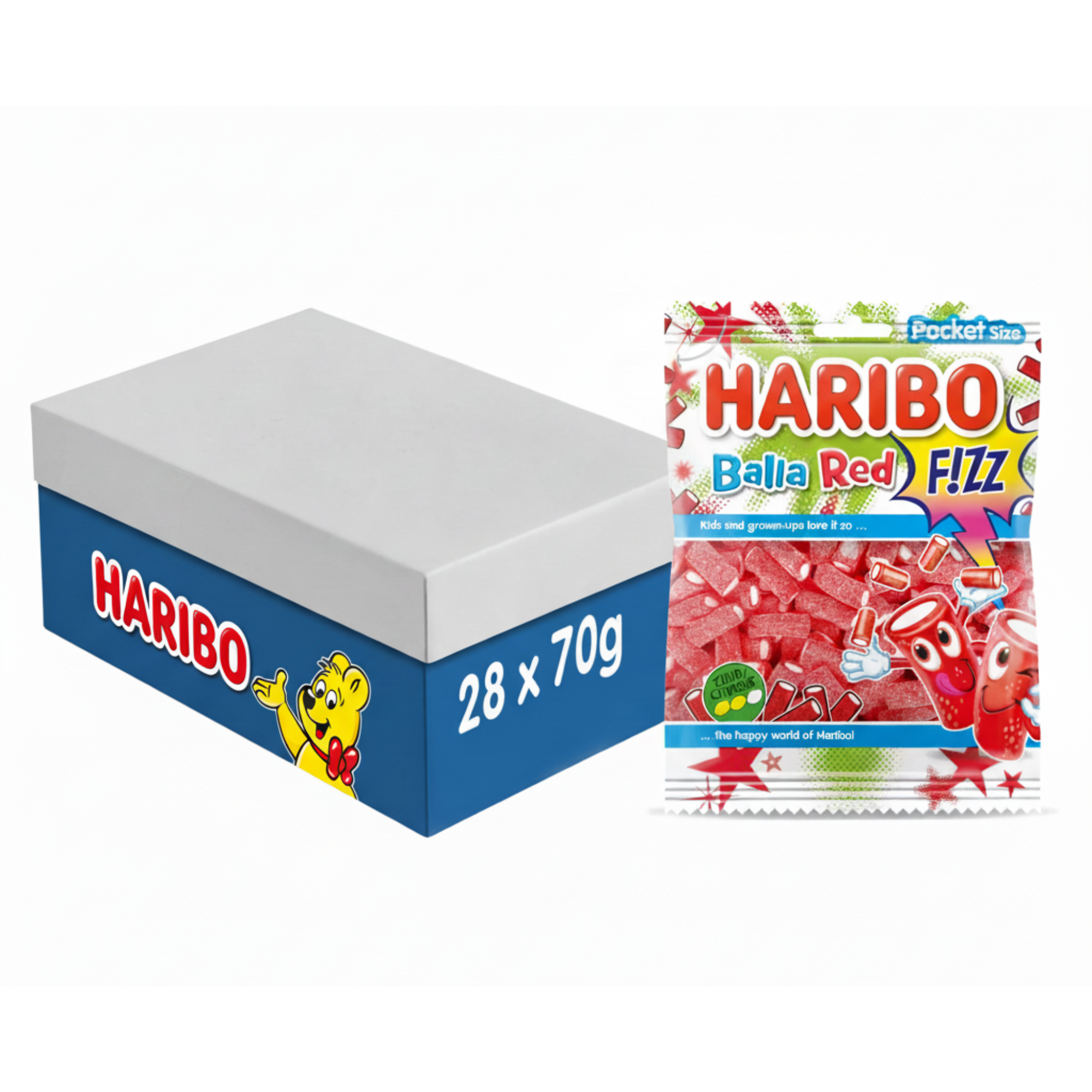Haribo balla red fizz zakje (28x70gr)