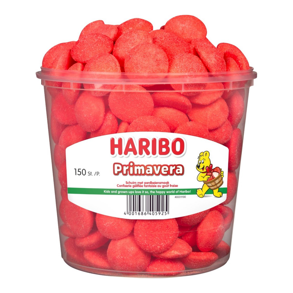 Haribo schuim primavera aardbeien (150 stuks)