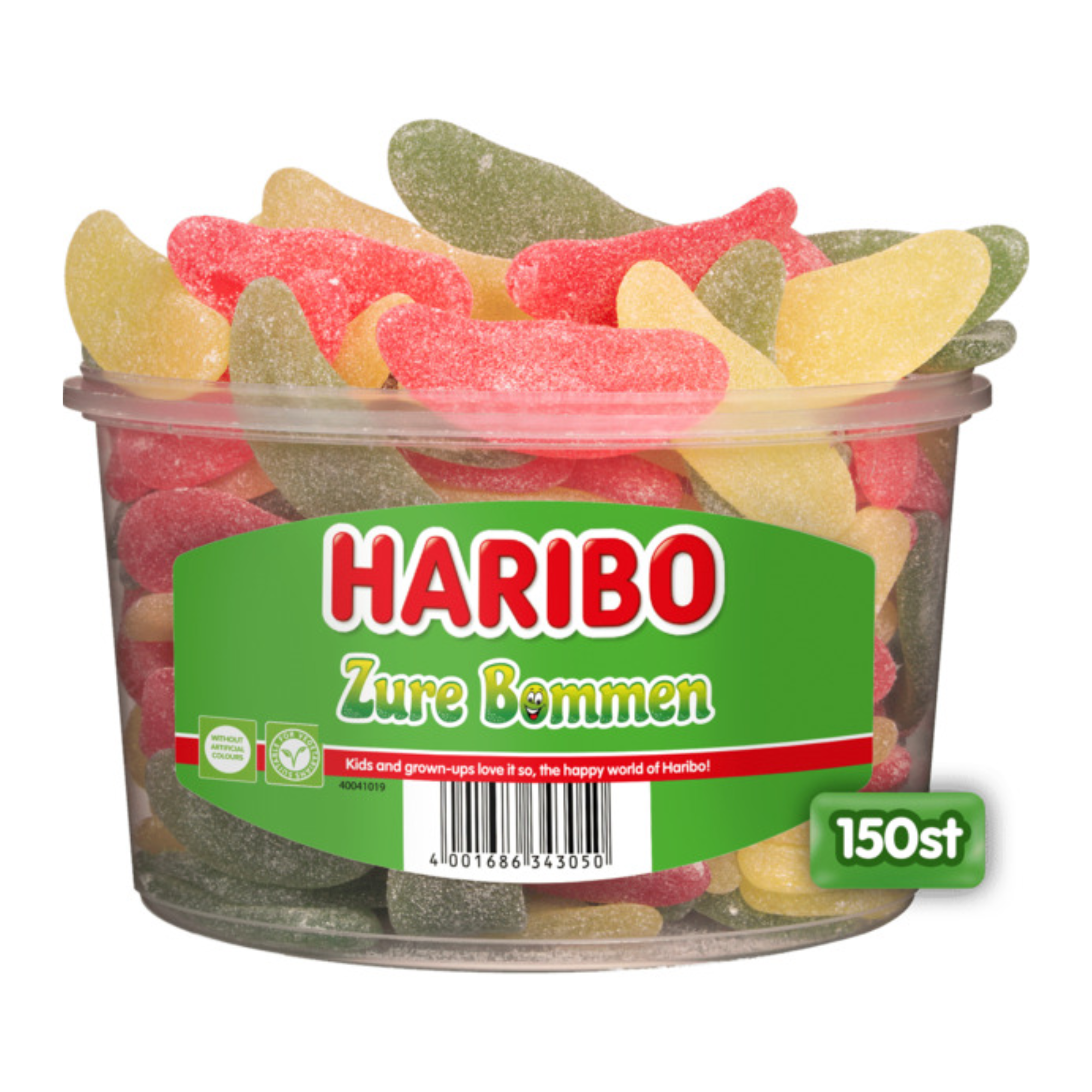 Haribo zure bommen - zuur snoep in fruitsmaken - 150 stuks silo