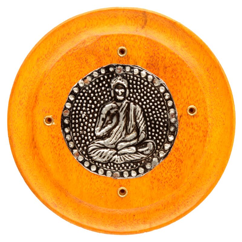 Mangohout boeddha rond wierookhouder