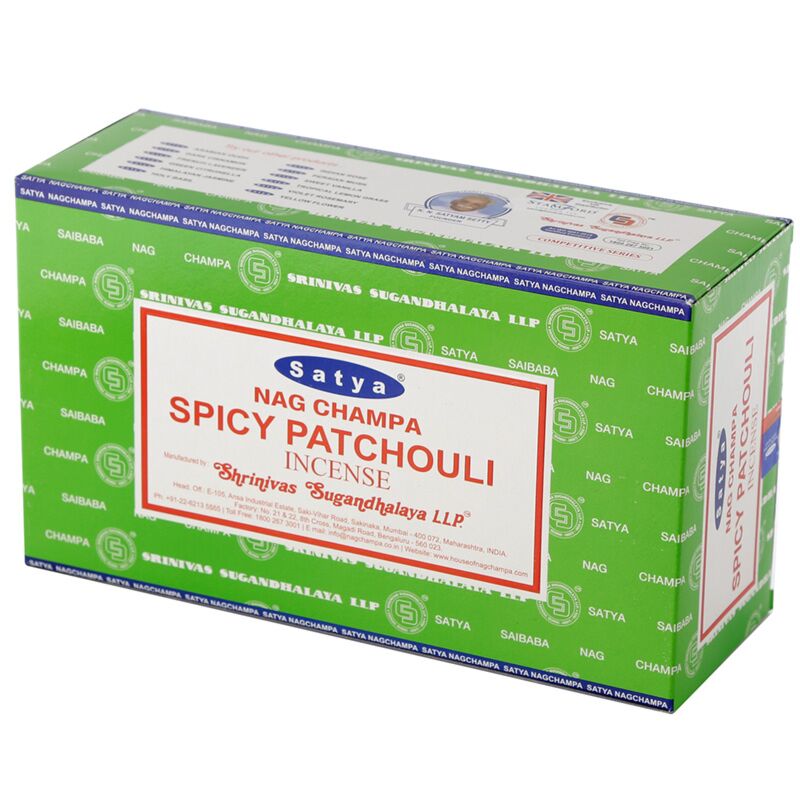 01364 kruidige patchouli - satya nag champa wierook stokjes
