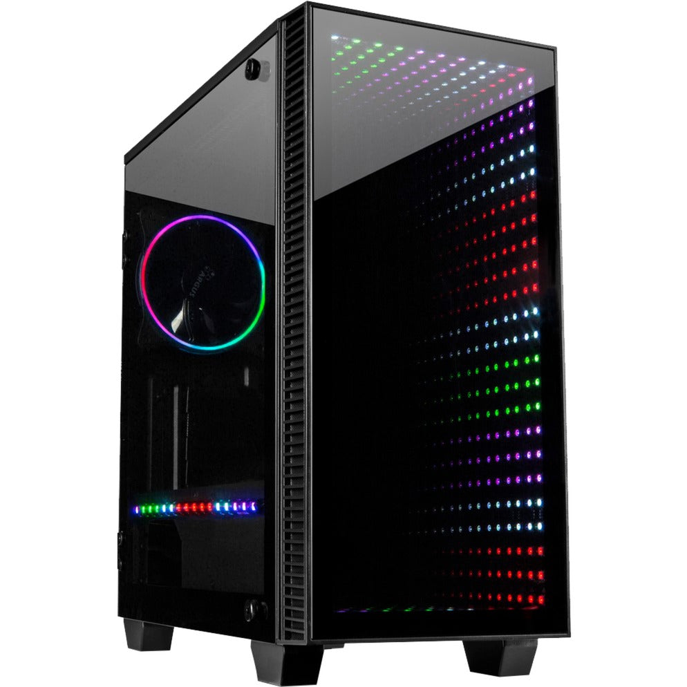Inter-tech x-608 infinity micro midi tower behuizing (zwart | 1x usb-a | 1x usb-c | rgb | window)