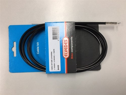 Elvedes Throttle cable universal 1700mm 2250mm galvanized black (on card)