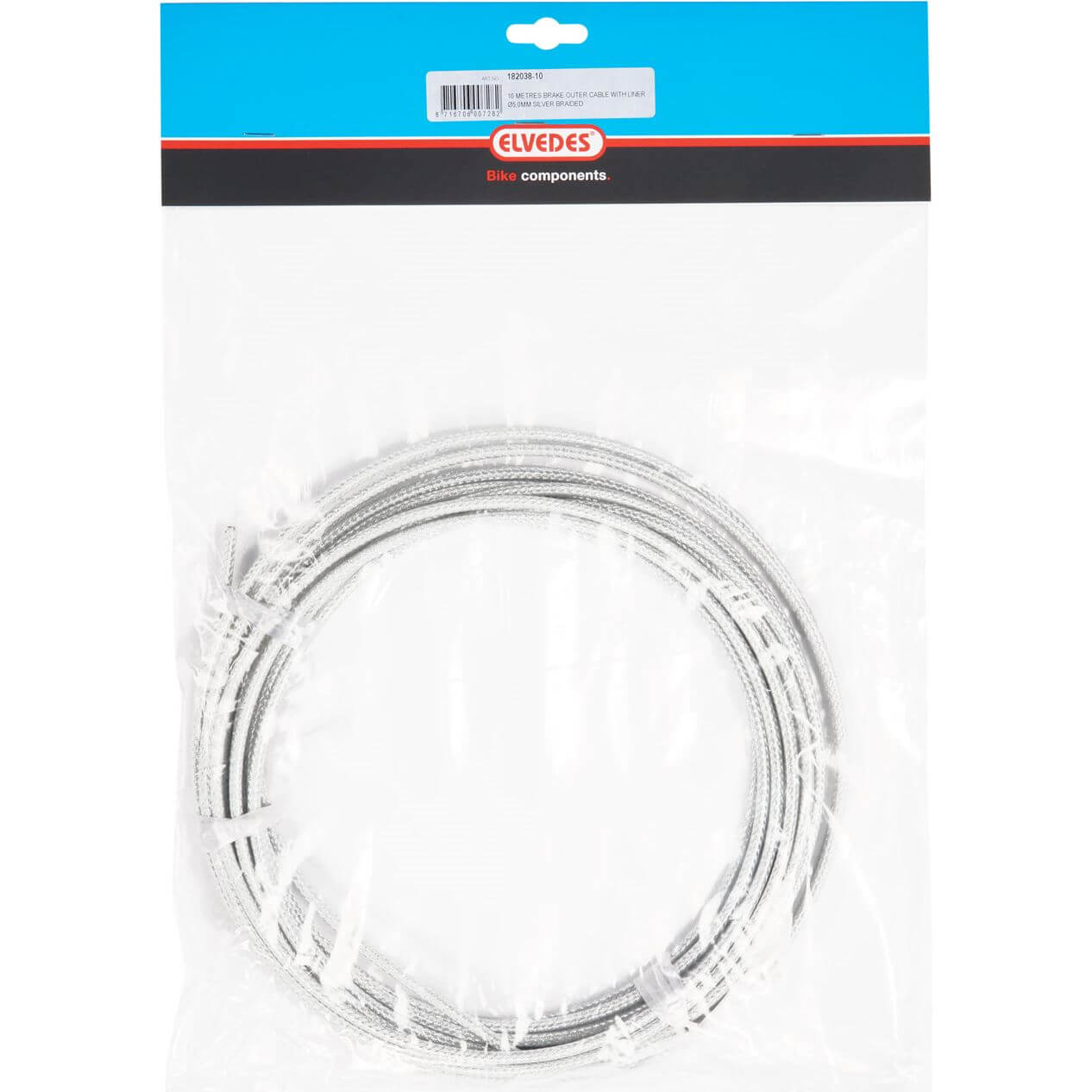 Elvedes brake cable housing 5mm silver (10m) braided 182038-10
