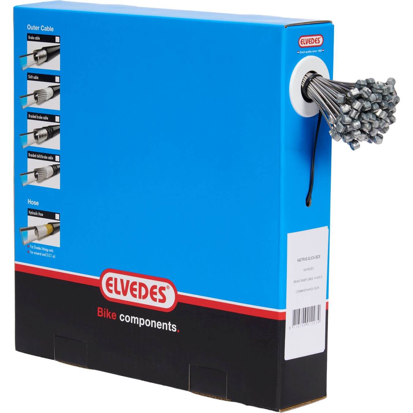 Brake inner cables Elvedes 2250mm Stainless Steel Slick Ø1.5mm T-nipple (100 pieces)
