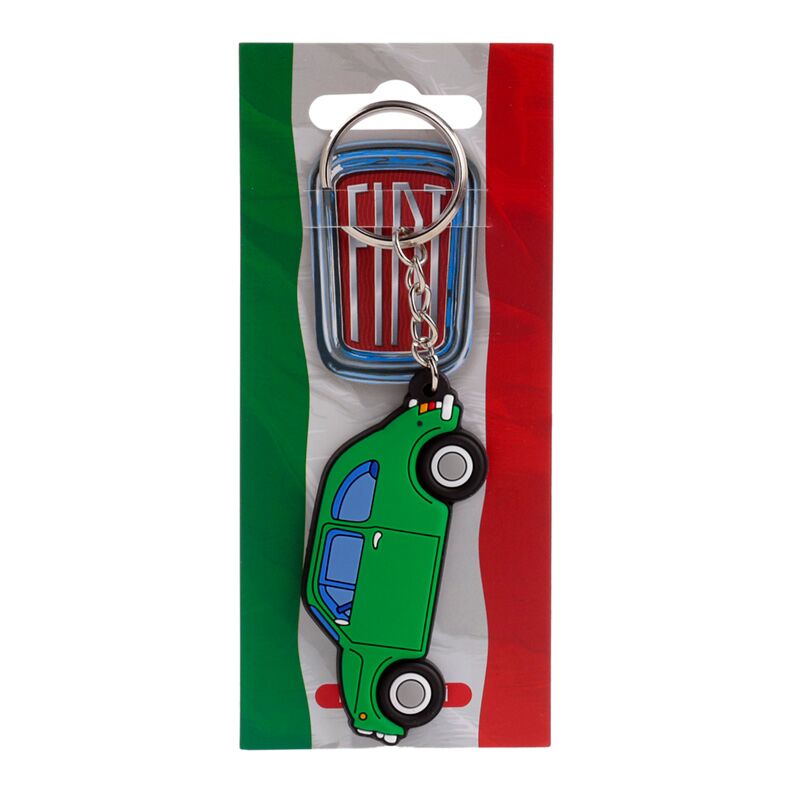 Fiat 500 groen pvc sleutelhanger