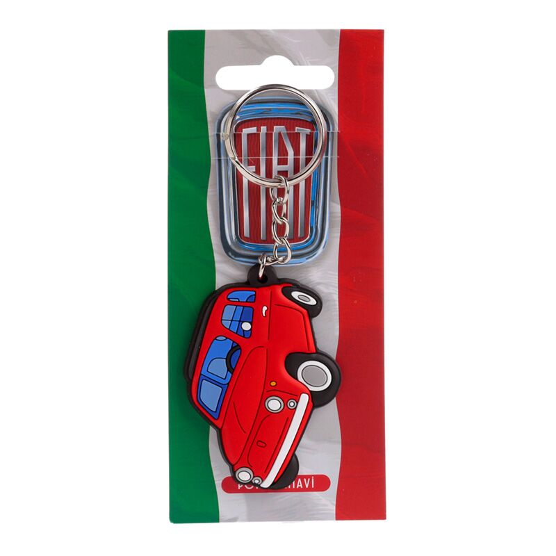 Fiat 500 rode pvc sleutelhanger