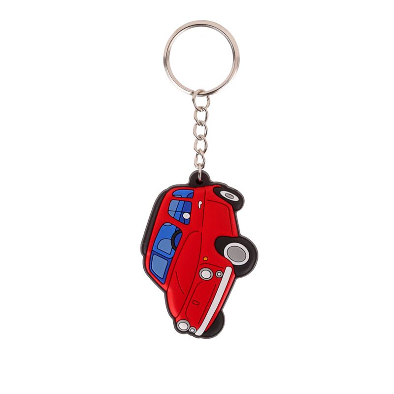 Fiat 500 rood pvc sleutelhanger