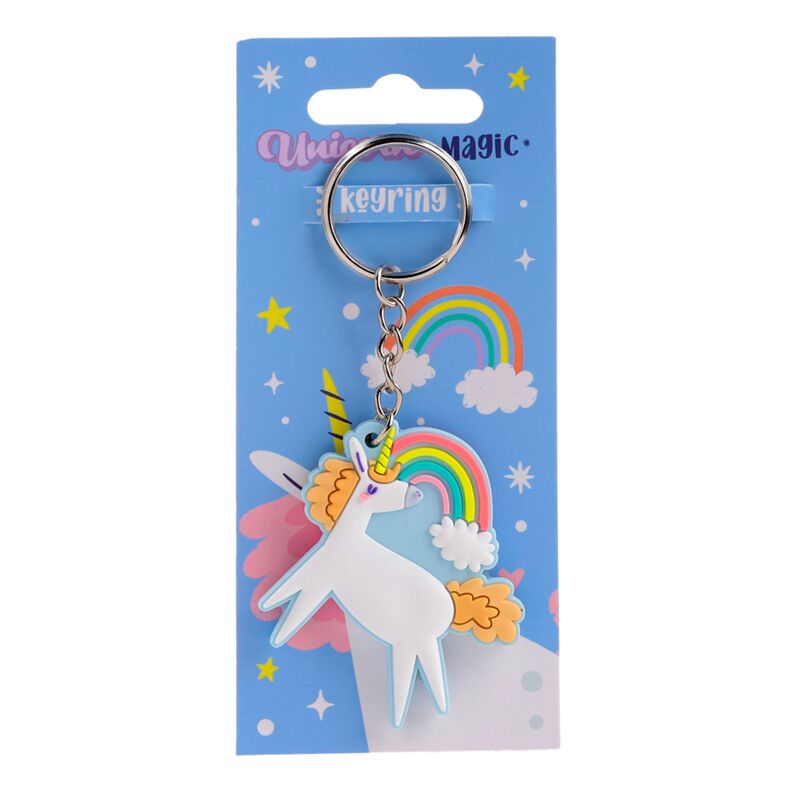 Eenhoorn magie oranje pvc sleutelhanger