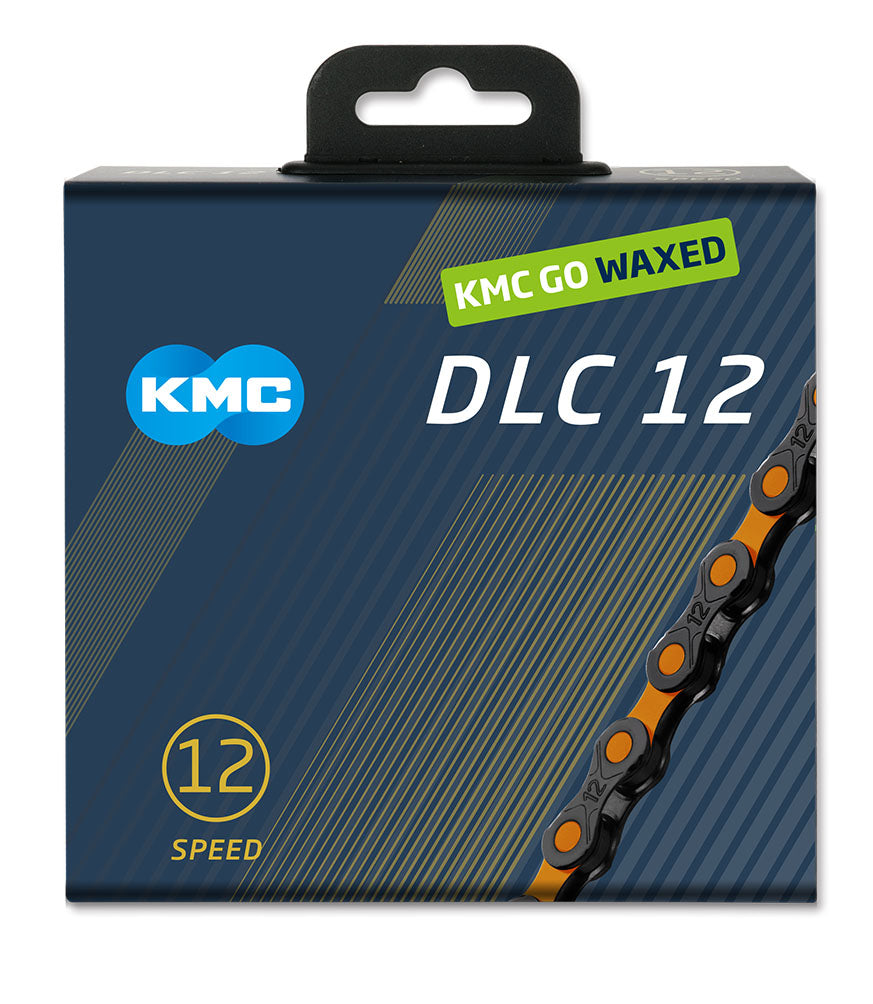 Kmc dlc12 waxed 126 links 12-speed chain | black orange