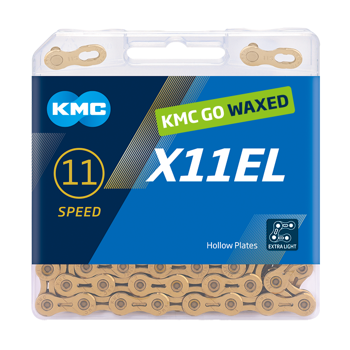 Kmc chain x11el 118l box waxed 11-speed gold