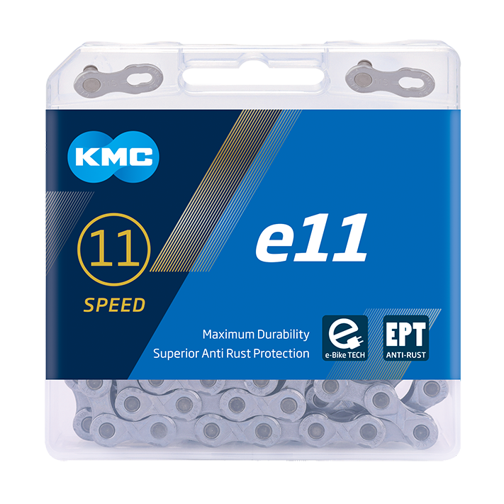 Chaîne KMC e11 EPT, 1 2x11 128, 136 maillons, axe 5.65mm, 11 vitesses, anti rouille