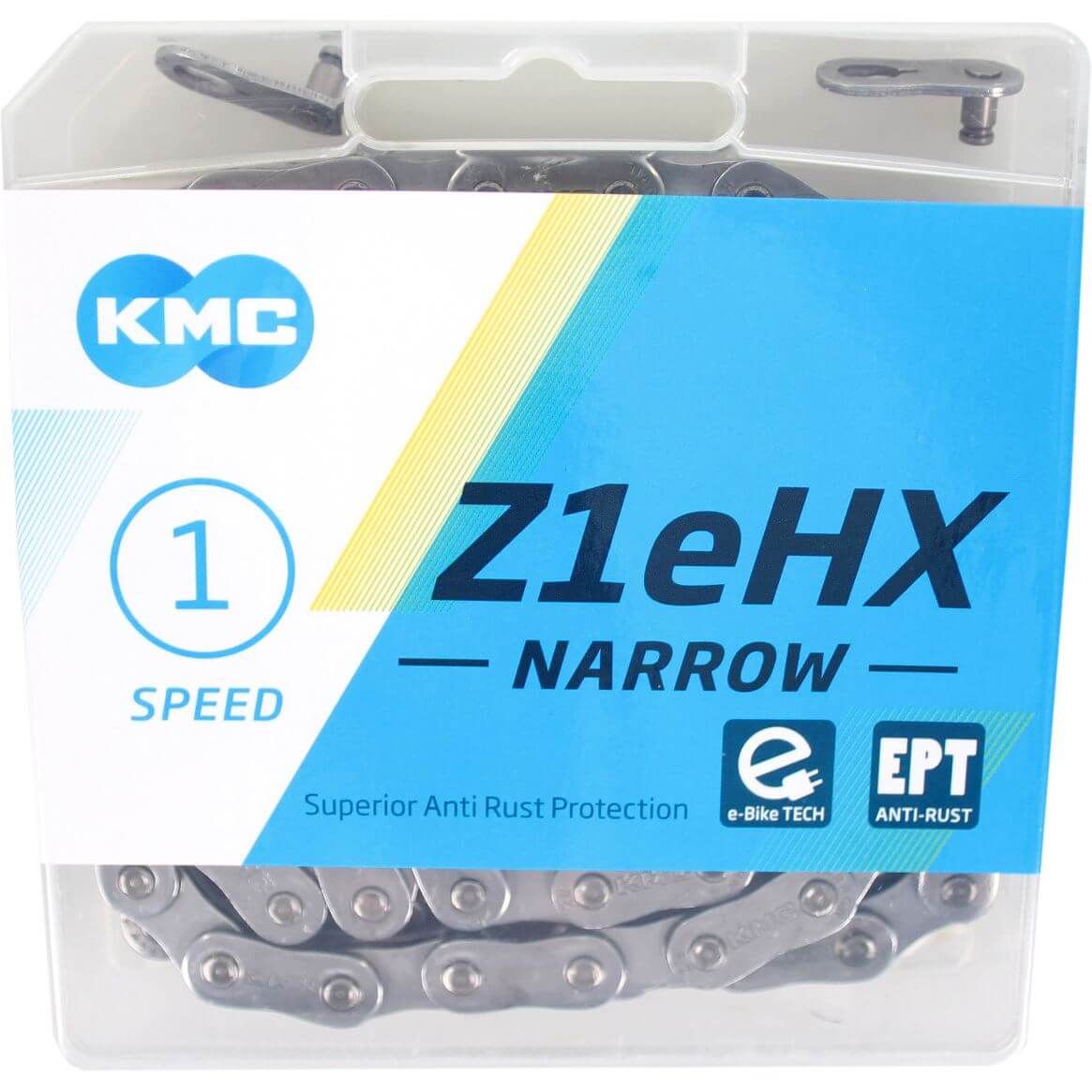 KMC Z1eHX Narrow EPT Extra Long 128 schakels E-bike Lock - 7.8mm Pin - Donker Zilver