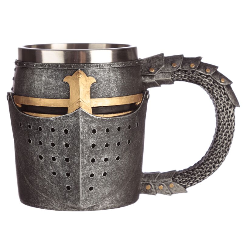 Middeleeuwse ridderhelm malienkolder decoratief bierpul