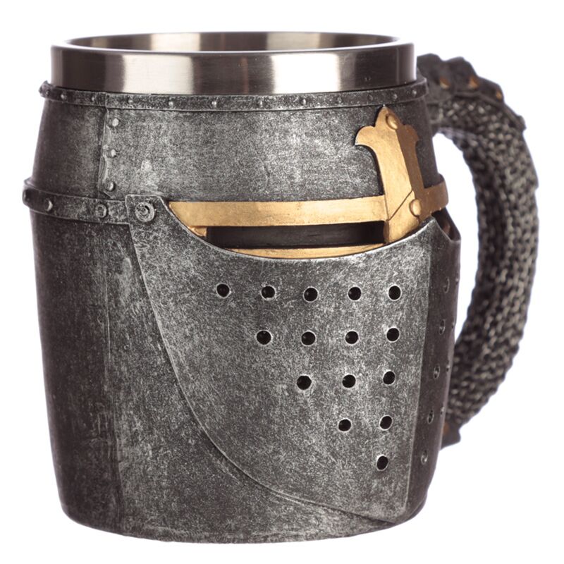 Middeleeuwse ridderhelm malienkolder decoratief bierpul
