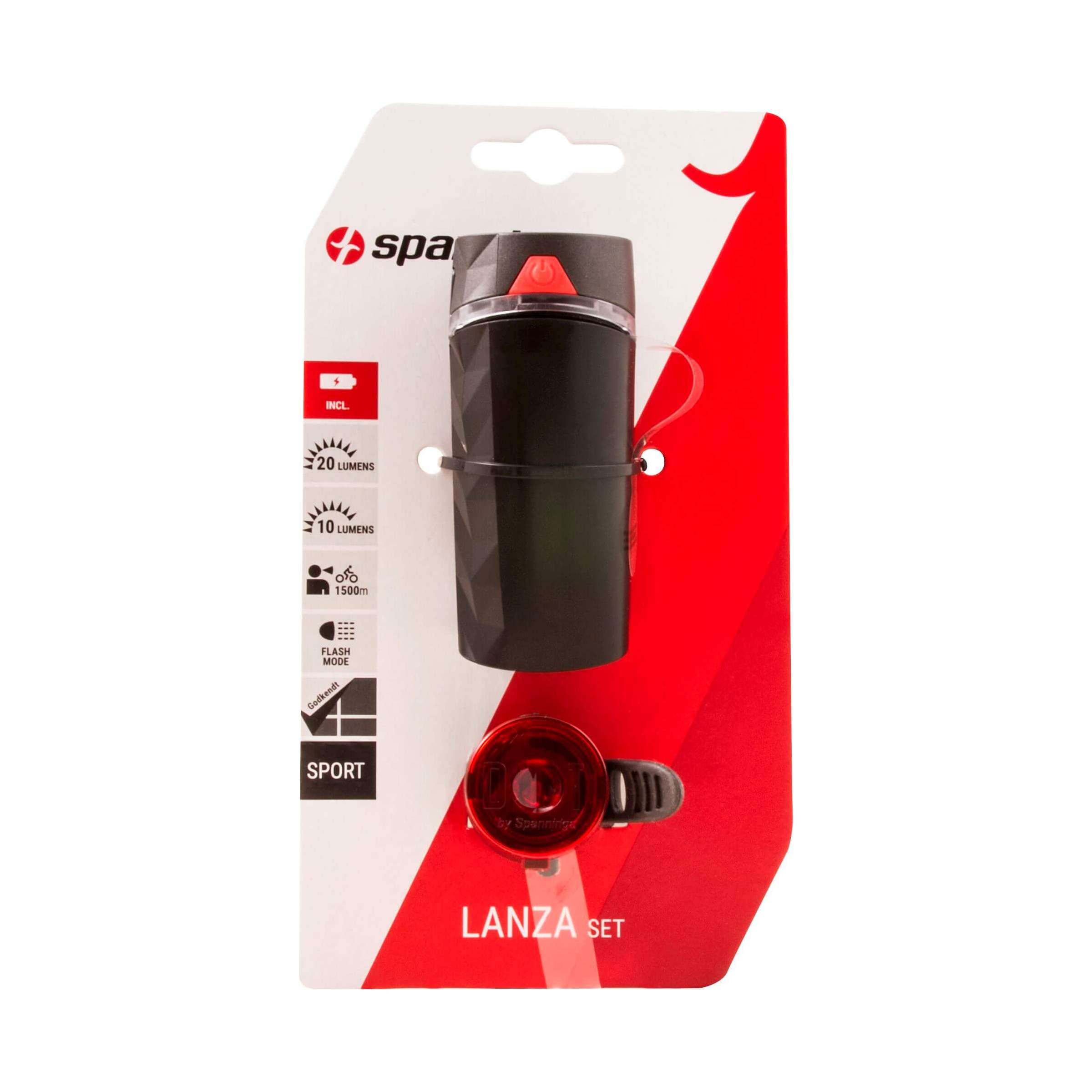 Verlichtingsset Spanninga Lanza + Dot Achterbatterij