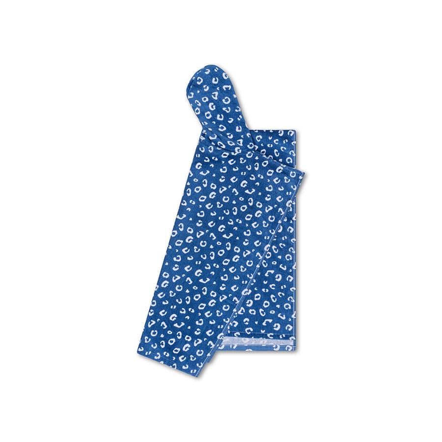 Luipaard | blauwe strandponcho 65 x 65 cm