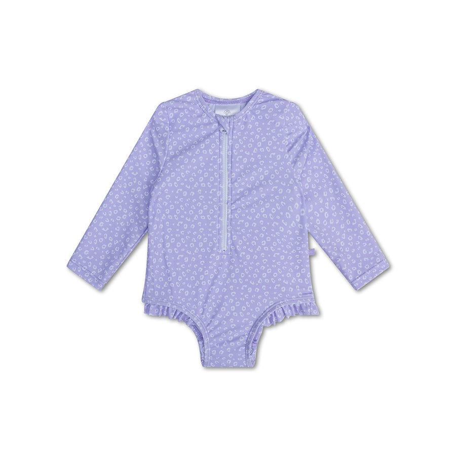 Luipaard | lila meisjes uv-badpak met lange mouwen