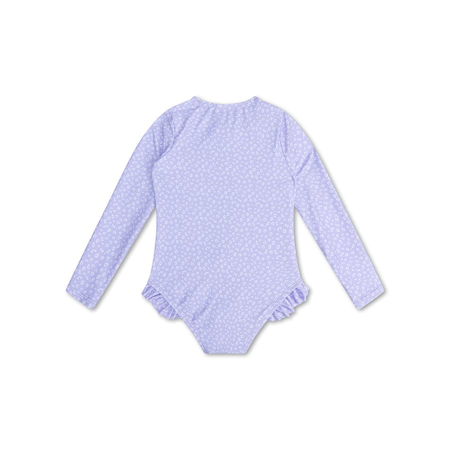 Luipaard | lila meisjes uv-badpak met lange mouwen