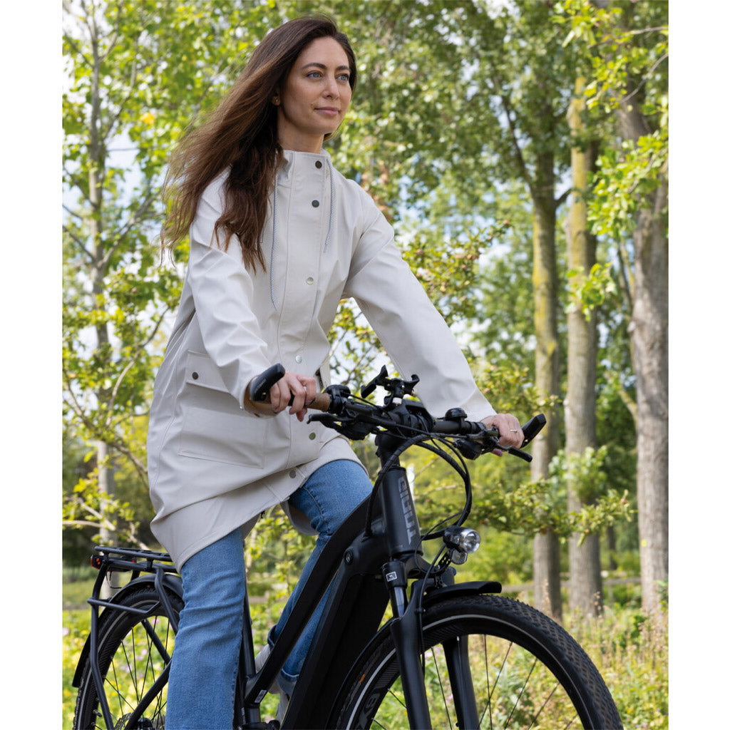 Mirage regenjas regen trenchcoat - maat m - gemaakt van polyester soft touch - gebroken wit