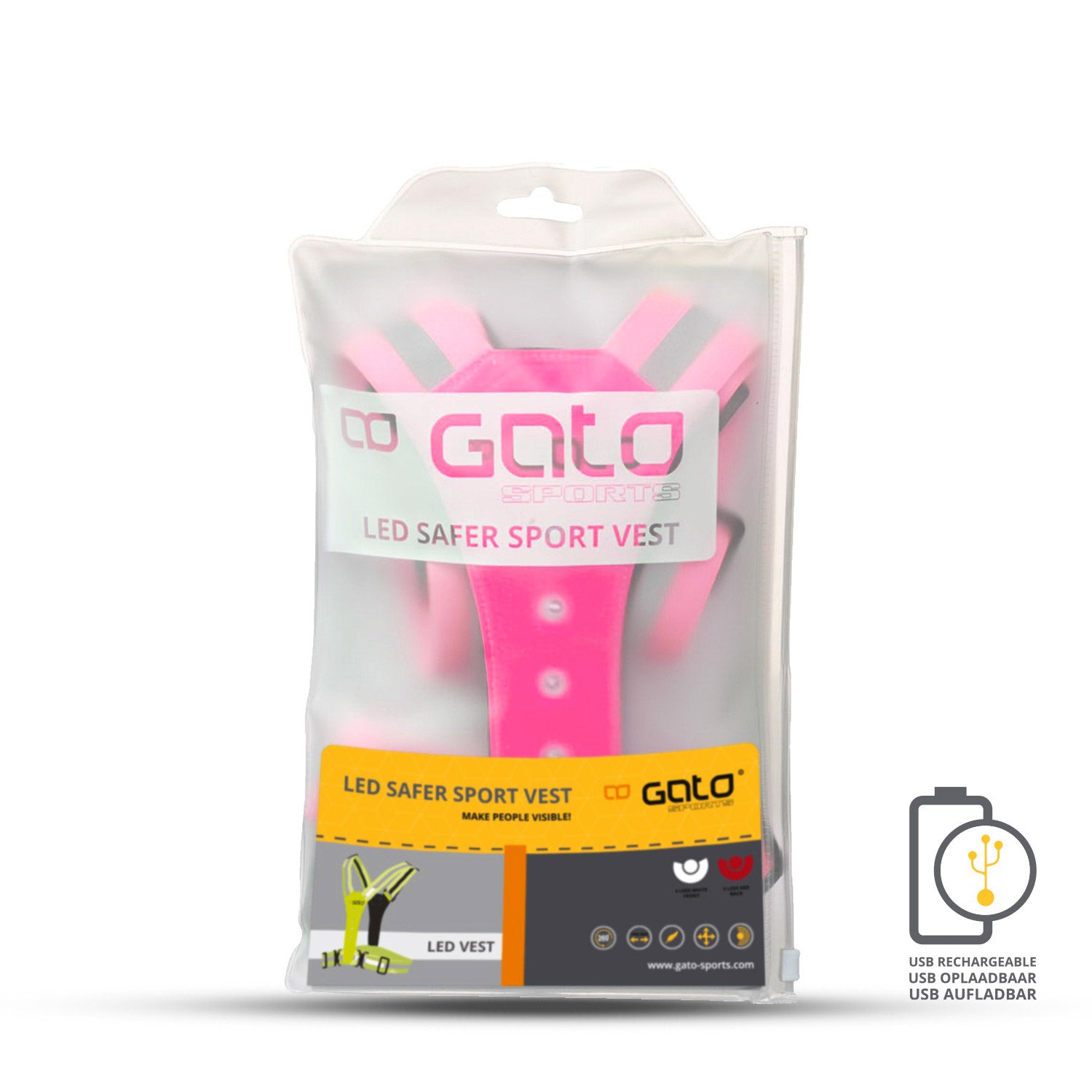 Gato Safer sport led vest usb felroze one size