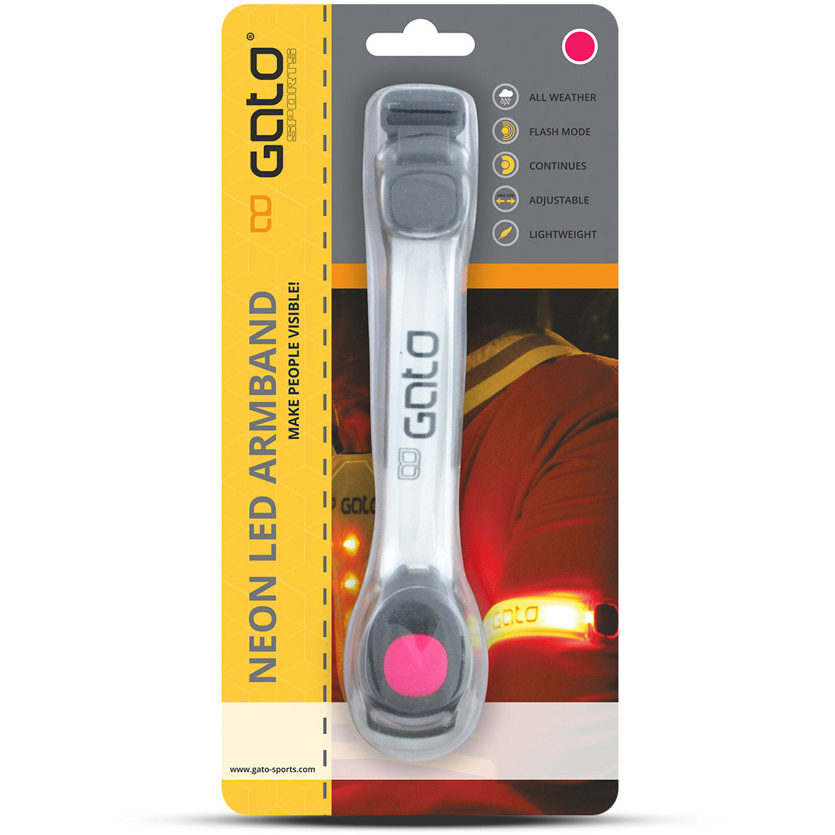 Outwet gato armband led usb one size neon roze