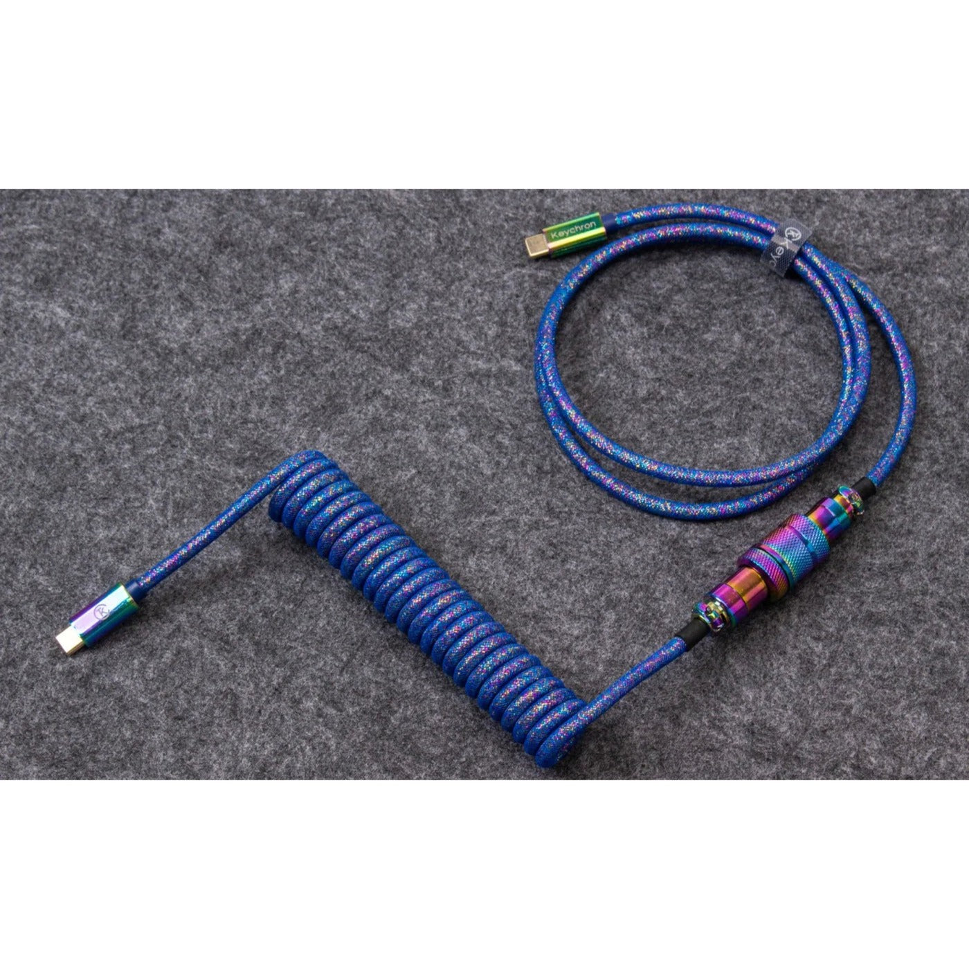 Keychron Keychron Premium Coiled Aviator Cable Regenboog Verguld Blauw