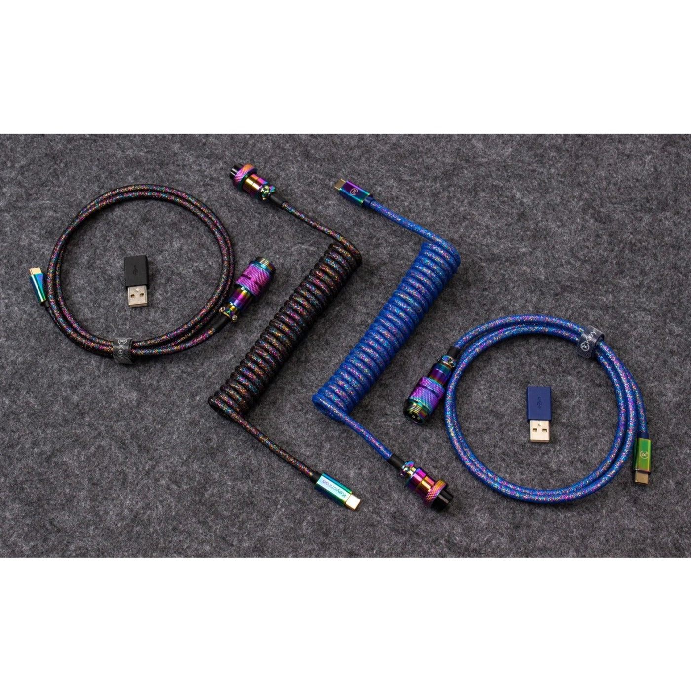 Keychron Keychron Premium Coiled Aviator Cable Rainbow Plated Blue