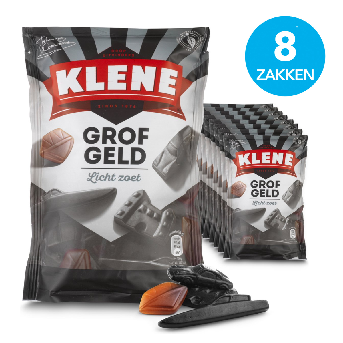 Klene grofgeld - drop - licht zout - 8x210g