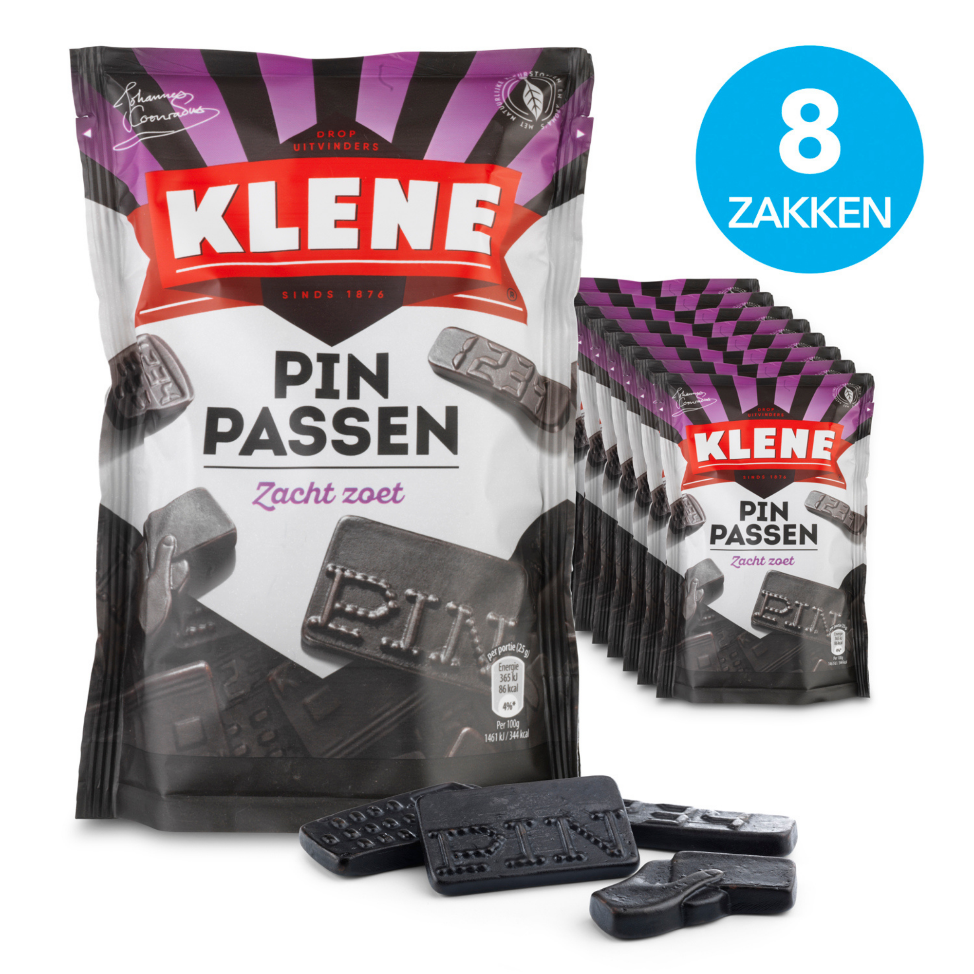Klene pinpassen - drop - zoet - 8x210gr