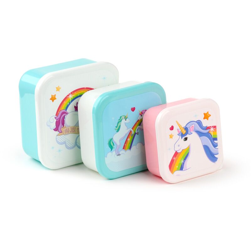 Set 3 lunchbox sm l- betoverende regenboog eenhoorn