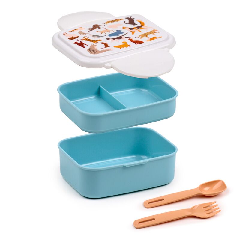 Feline fijne kat clip bentobox lunchtrommel met bestek