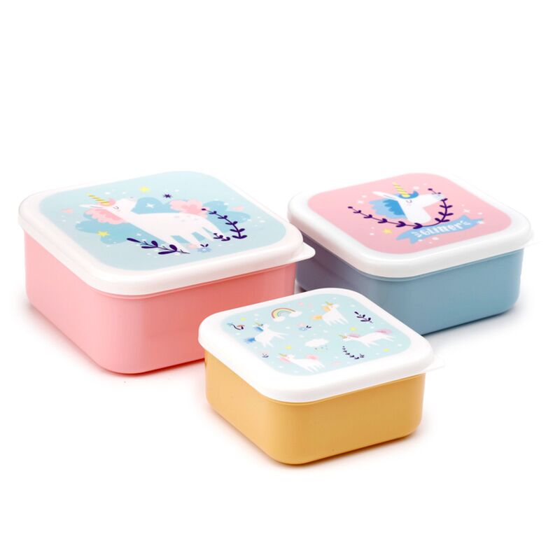 Set 3 lunchboxen sml eenhoorn magie