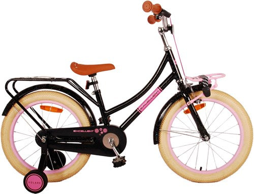 Volare Excellent Kinderfiets - Meisjes - 18 inch - Zwart - 95% afgemonteerd