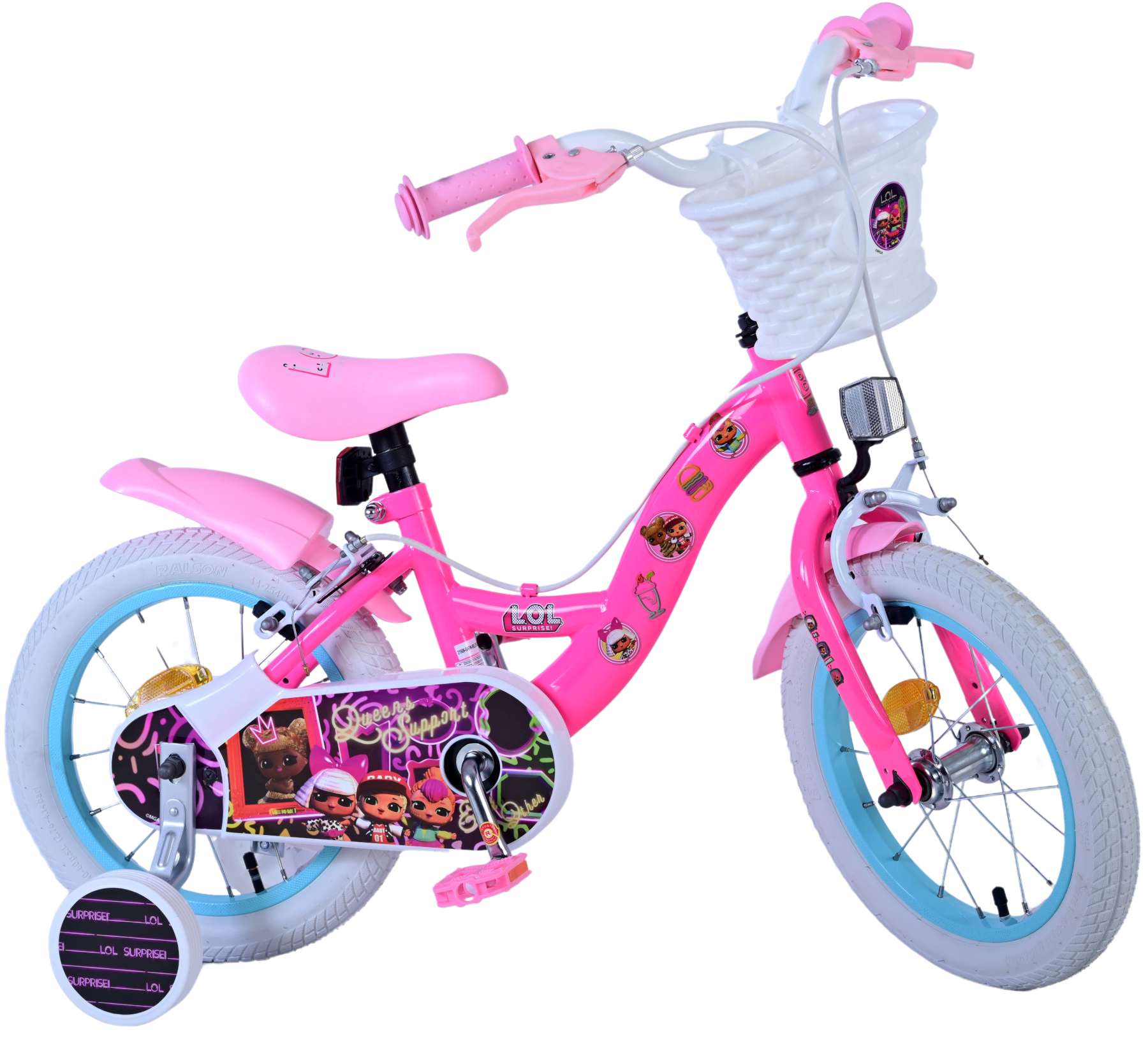 Volare poppen kinderfiets - meisjes - 14 inch - roze - twee handremmen