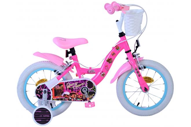 Lol verrassing kinderfiets - meisjes - 14 inch - roze - twee handremmen