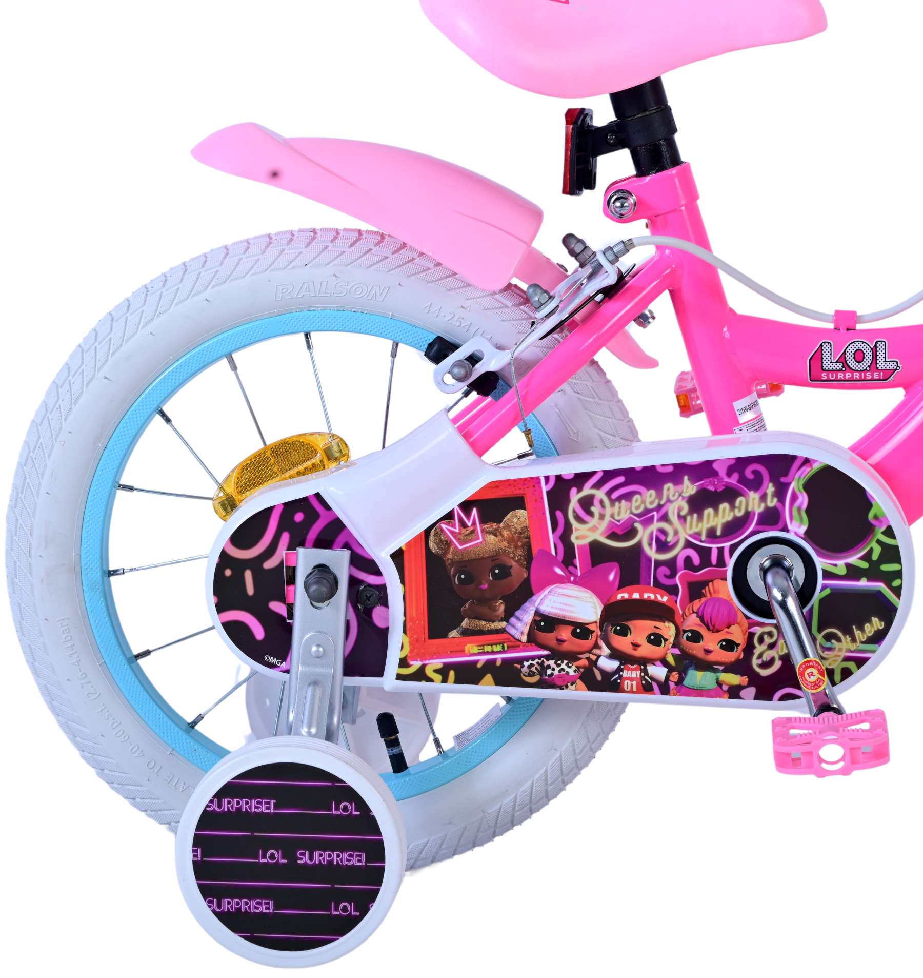 Volare poppen kinderfiets - meisjes - 14 inch - roze - twee handremmen