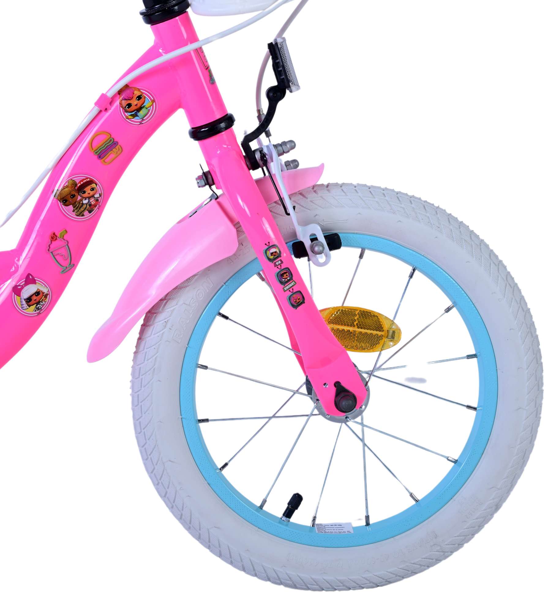Volare poppen kinderfiets - meisjes - 14 inch - roze - twee handremmen
