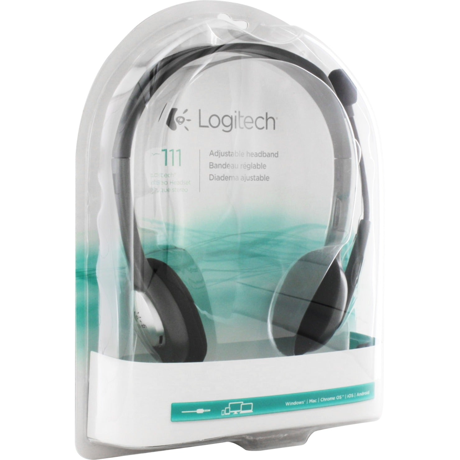 Logitech 981-000593 h111 stereoheadset, bedraad, callcenter, 20 - 20000 Hz, headset, grijs