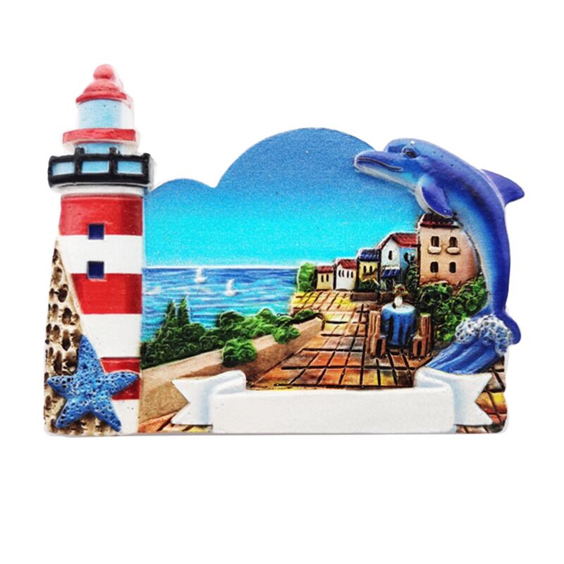 Vuurtoren dolfijn 3d zee strand souvenirmagneet