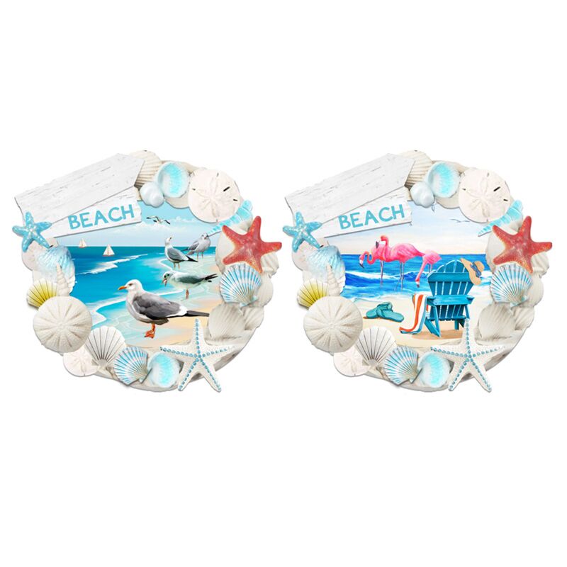 Blauw strand schelpen 3d zee strand souvenirmagneet