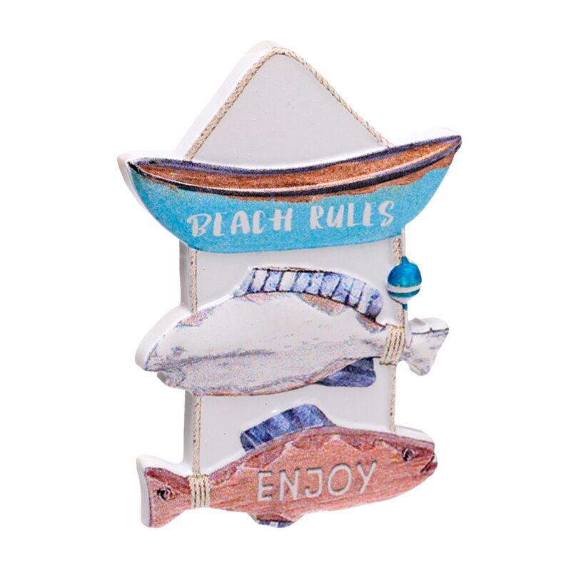Visbord 3d zee strand souvenirmagneet